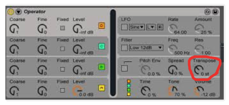 change transpose in Ableton Operator