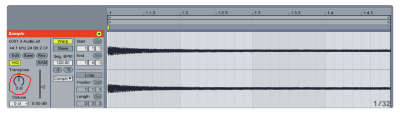 change transpose in ableton sampler