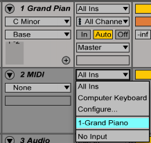 midi input ableton