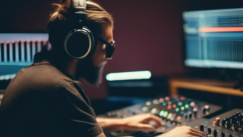 electronic music producer making music in studio 2