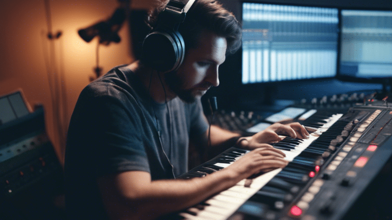 music producer works in the studio